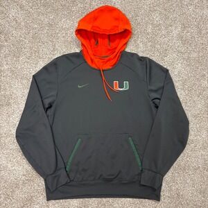 Nike Therma-Fit Miami Hurricanes Hoodie Mock Neck Drawstrings Men's Large Gray